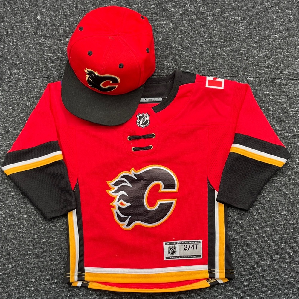 NHL Kids Red and Black Hockey Jersey with Cap